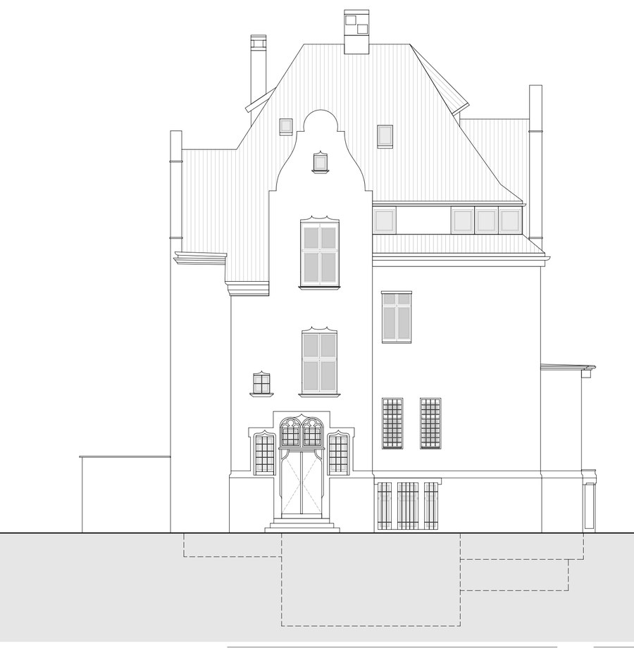 CAD-Fassadenansicht Bestandsplan Jugendstilvilla DWG